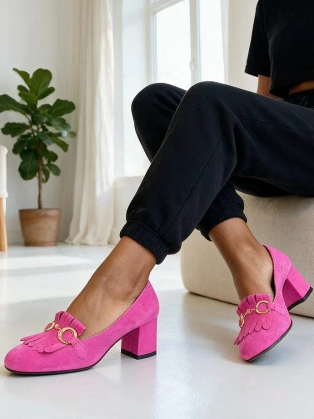 Hot Pink Basics Women's Round-Toe Slip-On Shoes